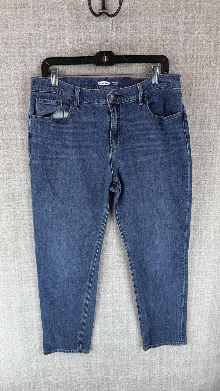 Old Navy Jeans Womens 12 Blue Medium Wash Boyfriend Mid Rise Relaxed Stretch